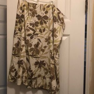 Cream skirt with brown and green floral design